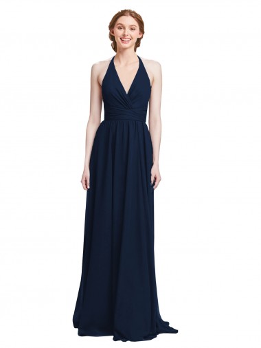 Dark Navy V-Neck Sleeveless A-Line Formal Dress / Bridesmaid Dress Edinburgh