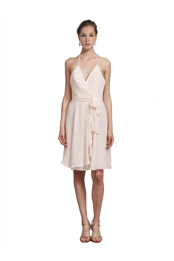 Cream Pink V-Neck Sleeveless A-Line Bridesmaid Dress Edinburgh