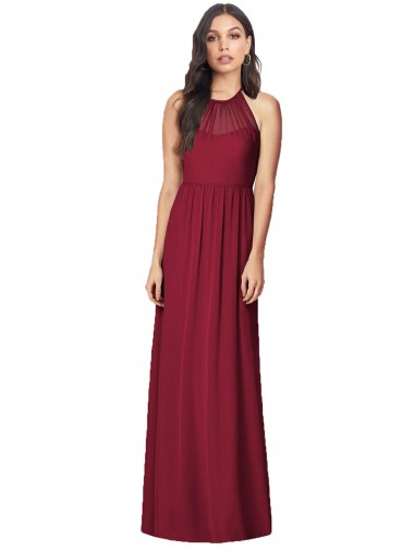 Burgundy Halter Neck Sleeveless Trumpet Bridesmaid Dress Edinburgh