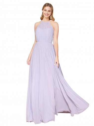 Lilac High Neck Sleeveless A-Line Formal Evening Gown / Prom Dress / Bridesmaid Dress Edinburgh