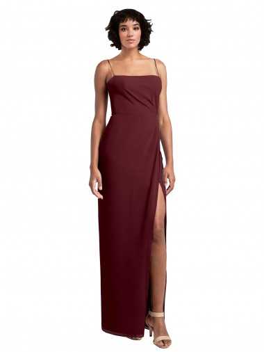 Burgundy Gold Square Neck Sleeveless Low Back A-Line Evening Dress / Bridesmaid Dress Edinburgh
