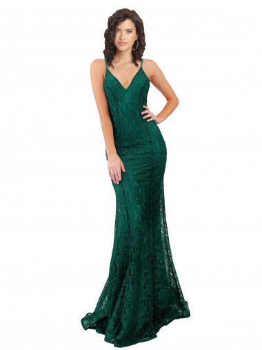 Dark Green V-Neck Sleeveless Open Back Mermaid Black Tie Evening Gown / Prom Dress / Bridesmaid Dress Edinburgh