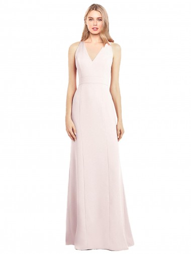 Pink V-Neck Sleeveless Keyhole Back Trumpet Semi Formal Evening Dress / Prom Dress / Bridesmaid Dress Edinburgh
