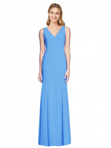 Peacock Blue V-Neck Sleeveless Keyhole Back Trumpet Semi Formal Evening Dress / Prom Dress / Bridesmaid Dress Edinburgh