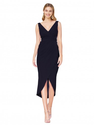 Dark Navy High Neck Sleeveless Mermaid High Low Evening Gown / Prom Dress / Bridesmaid Dress Edinburgh