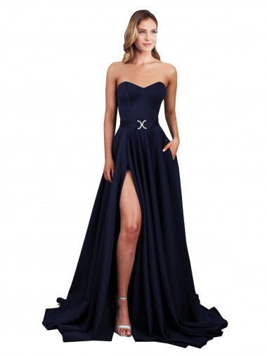 Dark Navy High Neck Sleeveless Low Back A-Line Formal Dress / Bridesmaid Dress Edinburgh