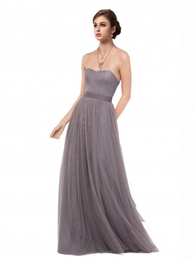 Pewter Spaghetti Straps Sleeveless V-Back A-Line Bridesmaid Dress Edinburgh